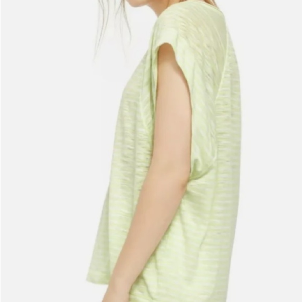 We the Free Free People Halo Cap Sleeve T-Shirt Stripe Neon Lime Combo - Picture 4 of 15
